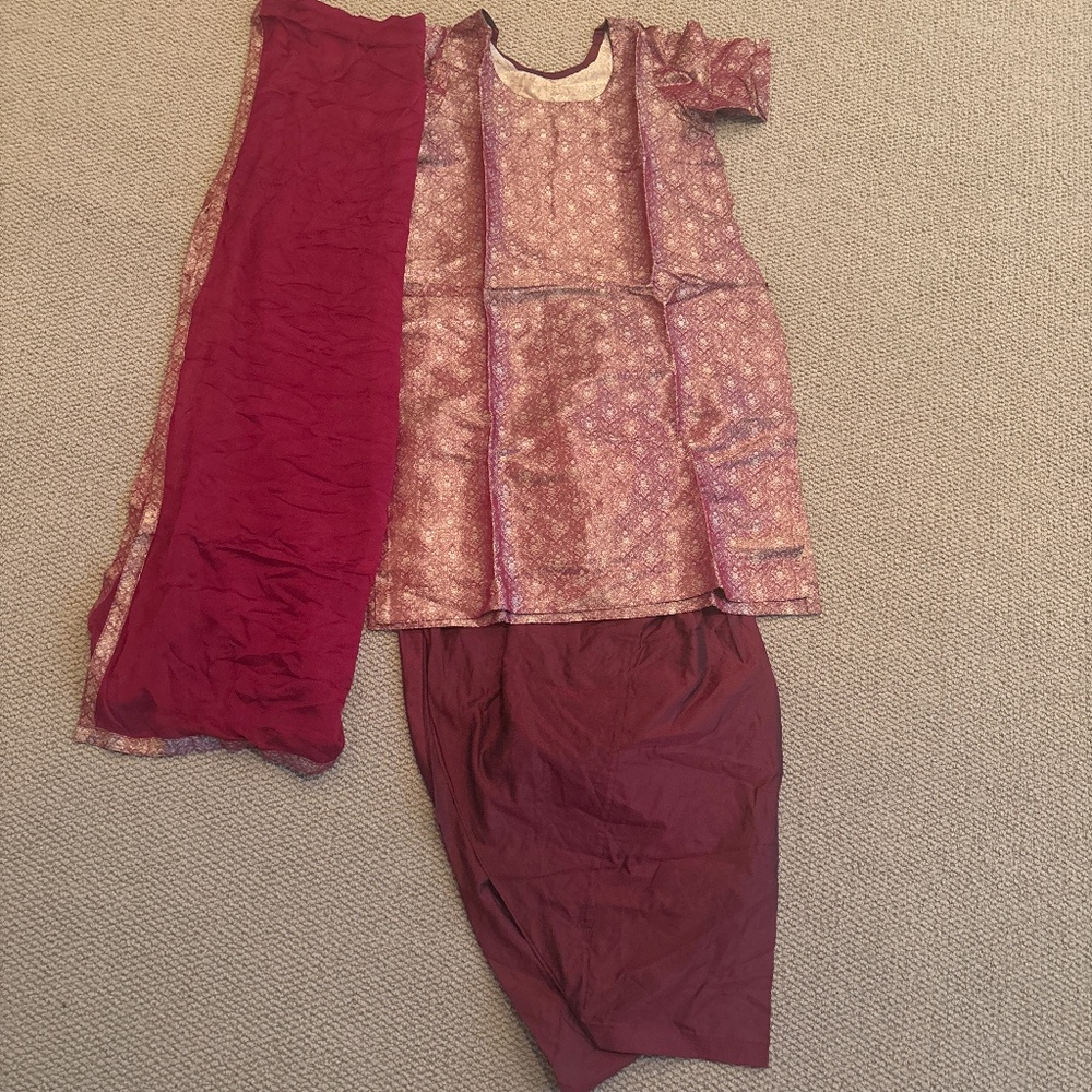 Maroon Pure Silk Salwar Suit
